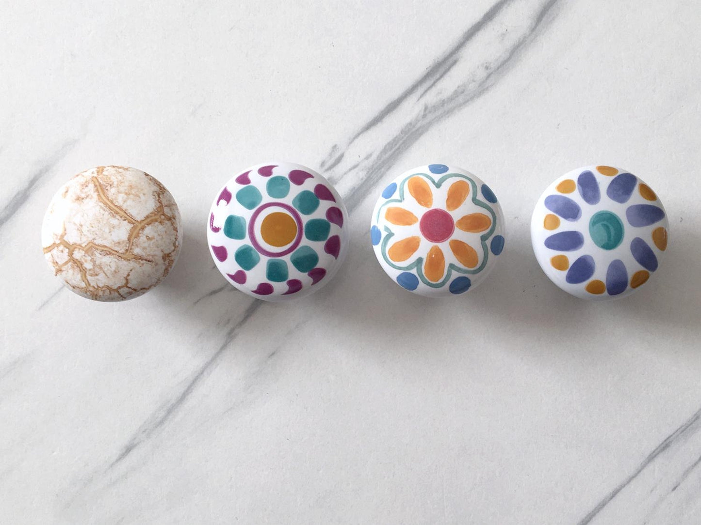 Ceramic Drawer Knobs, Kitchen Cabinet Pulls Hardware, Flower Bird Colorful