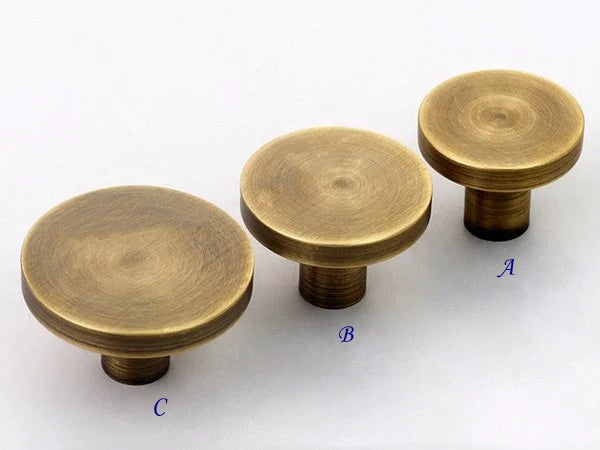 Circle Brass Knob, Round Drawer Pulls, Kitchen Hardware, Black Bronze Gold