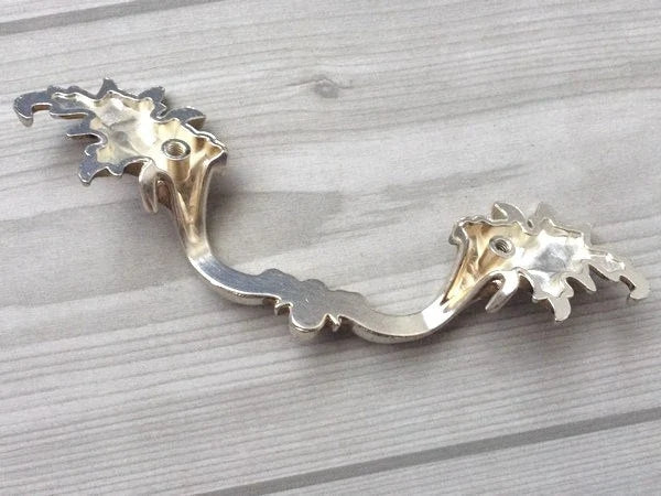 3" 3.75" Centers Antique Silver Leafy Drawer Pulls, Vintage Shabby Chic Cabinet Hardware