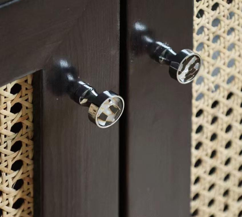 Nordic Mother of Pearl Brass Cabinet Knob, Chrome Shell Drawer Pull, Decorative Kitchen Hardware