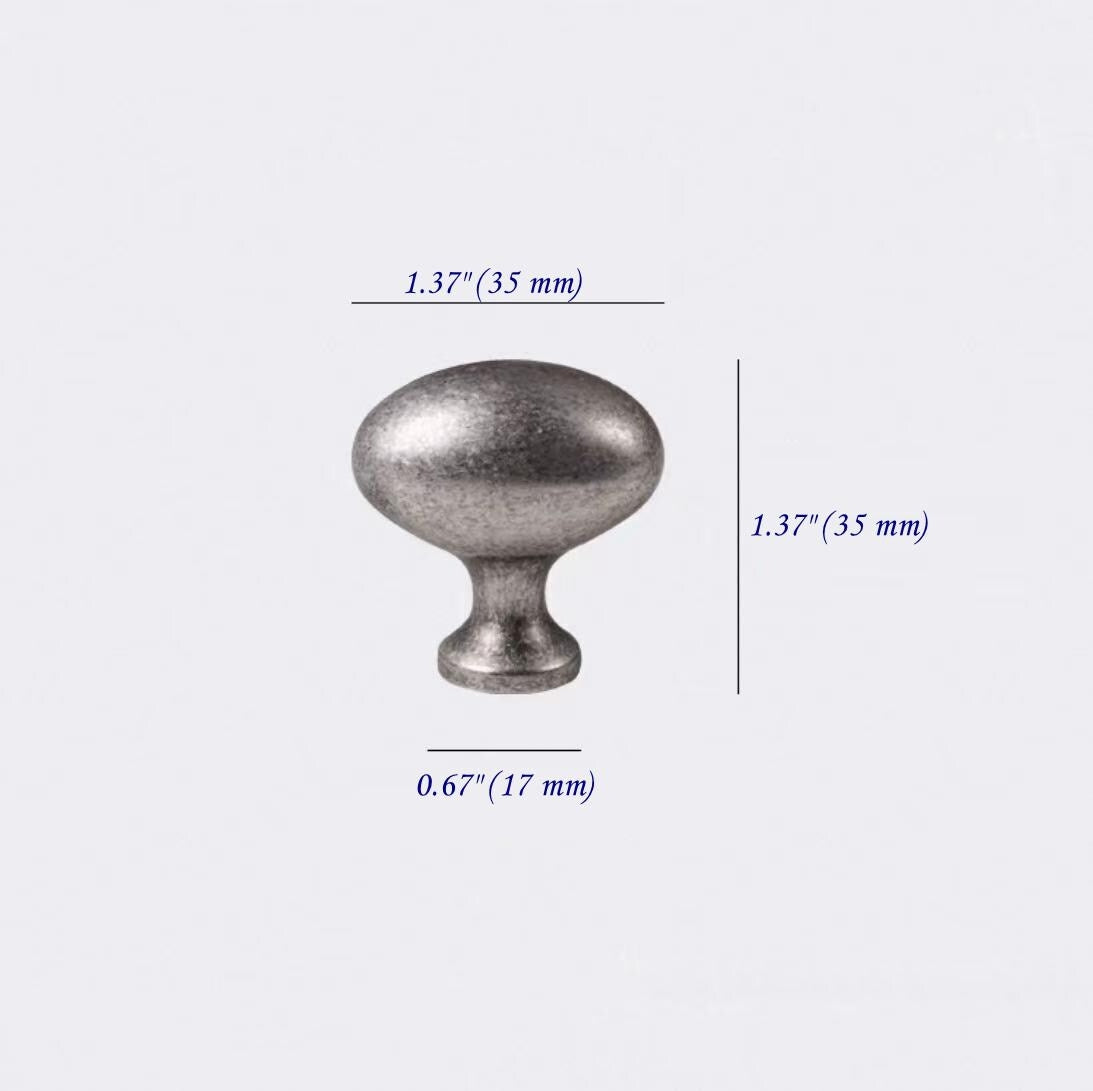 Pewter Egg Brass Drawer Knobs, Kitchen Cabinet Hardware