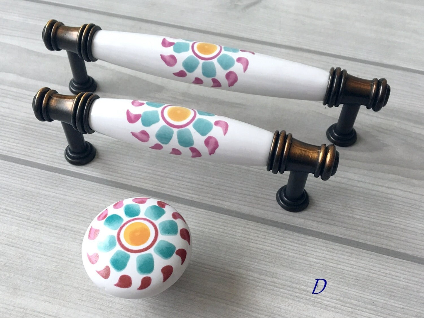Colorful Porcelain Cabinet Pulls, 3.75" 5" Centers, 4 Designs