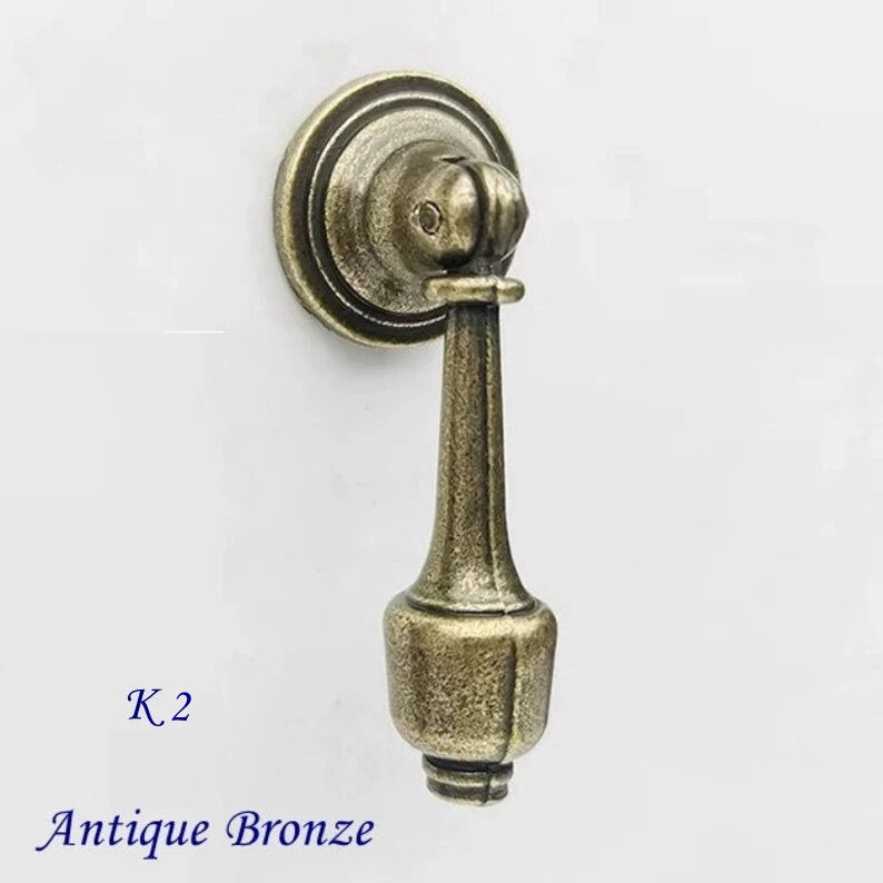 Drawer Knob Vintage Look Antique Bronze Drop Cabinet Pull Hardware