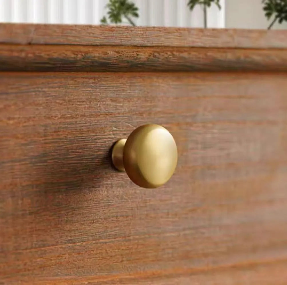 Solid Brass Round Cabinet Knob with Backplate Brushed Gold Nickel Silver Antique Bronze