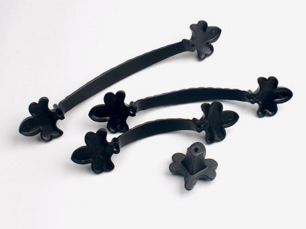 Black Fleur De Lis Cabinet Pulls, Kitchen Hardware, 2.5" 3.75" Centers
