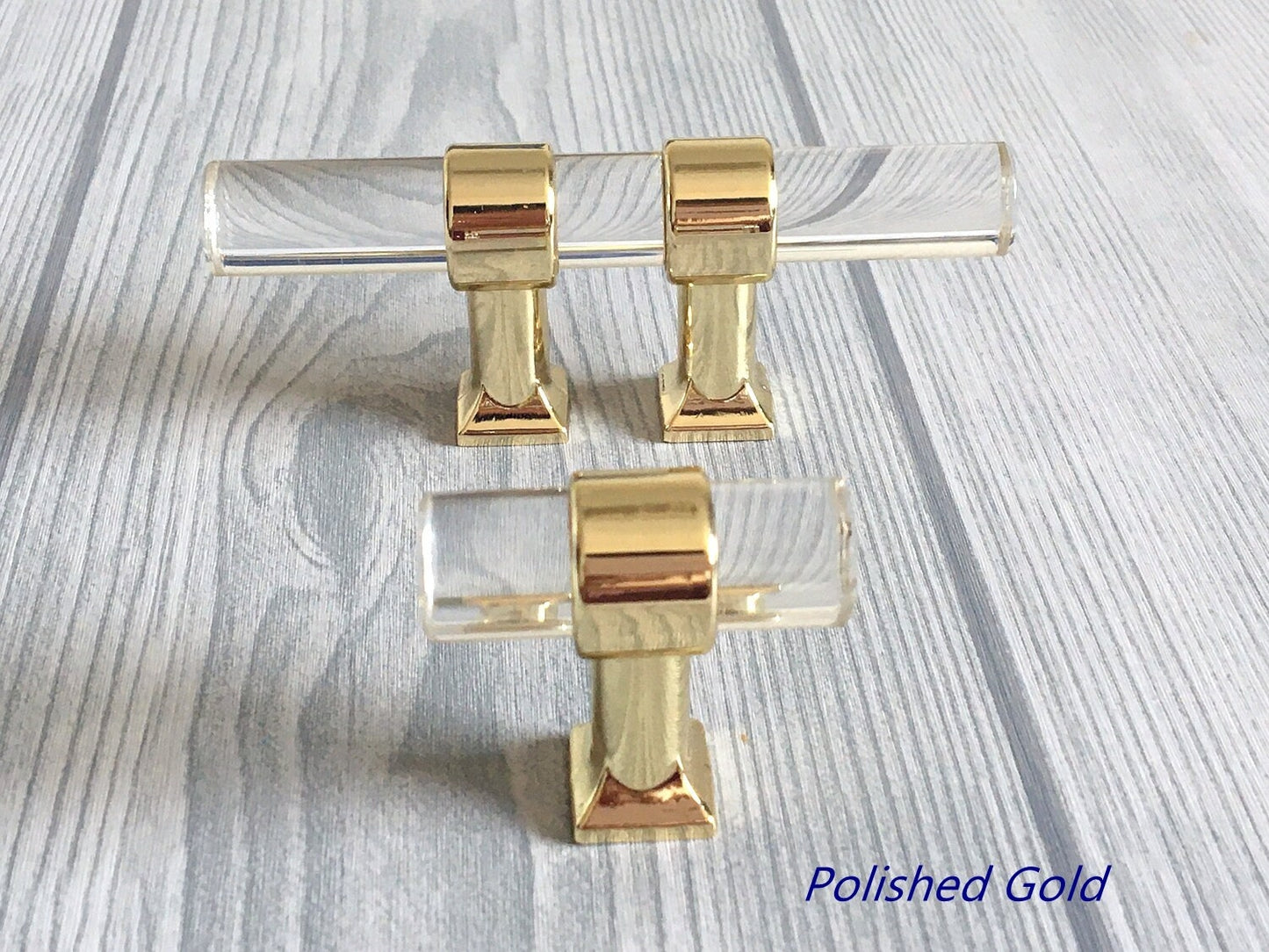 1" Centers, Acrylic Drawer Pulls, Lucite Cabinet Knobs, Black Gold Nickel Silver