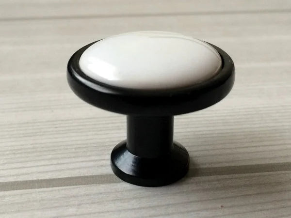 3.75" 5" Porcelain Drawer Pull Handle, White Black, Kitchen Cabinet Hardware