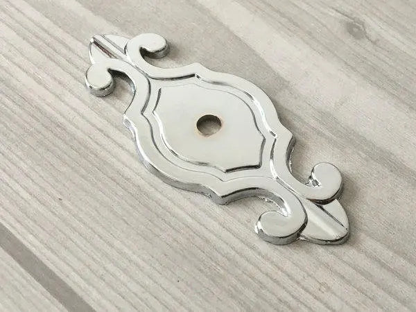 Polished Chrome Cabinet Knobs with Backplate, Modern Silver Kitchen Hardware