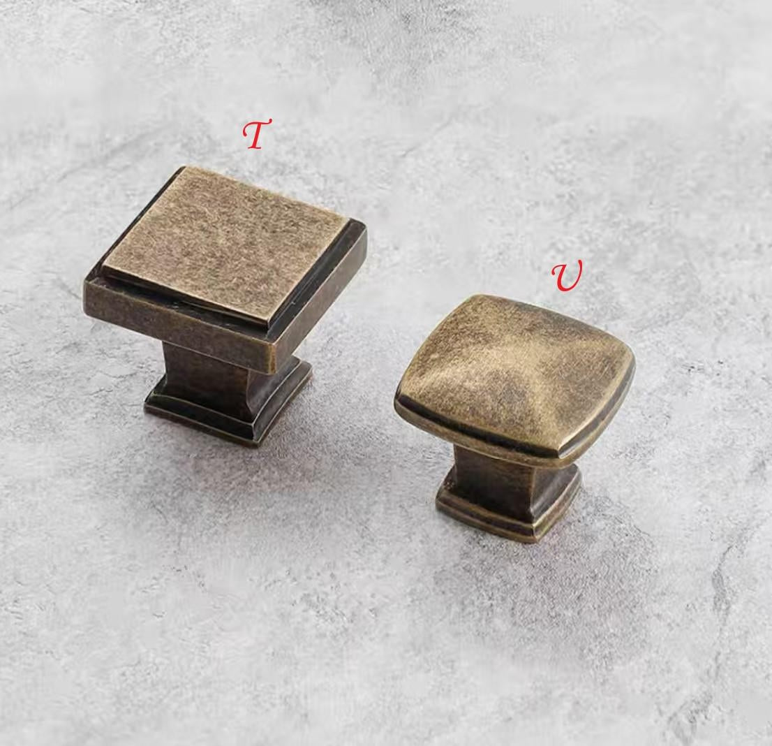Classic Antique Bronze Cabinet Knob, Solid Brass, Retro Vintage Victorian Rustic Kitchen Hardware