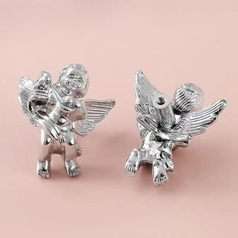 Angel Cupid Design Cabinet Knobs, Solid Brass, Gold, Silver and Bronze