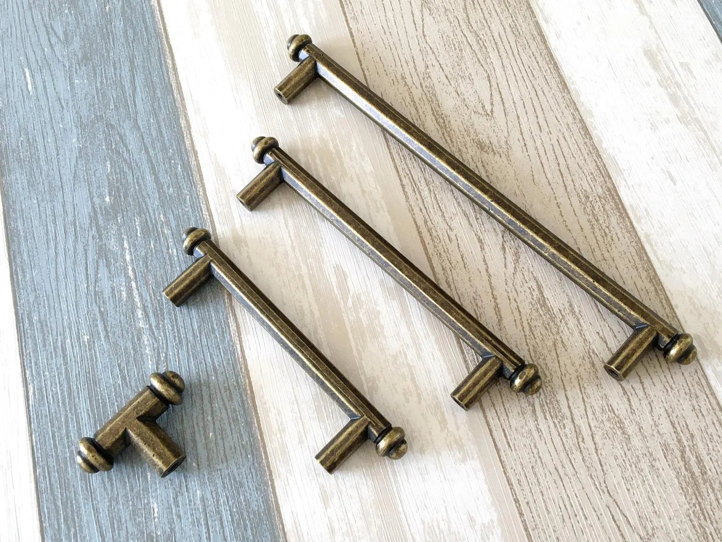 3.75" 5" 7.5" Centers Cabinet Bar Handles, Antique Bronze Kitchen Hardware, 96 128 192 mm Holes