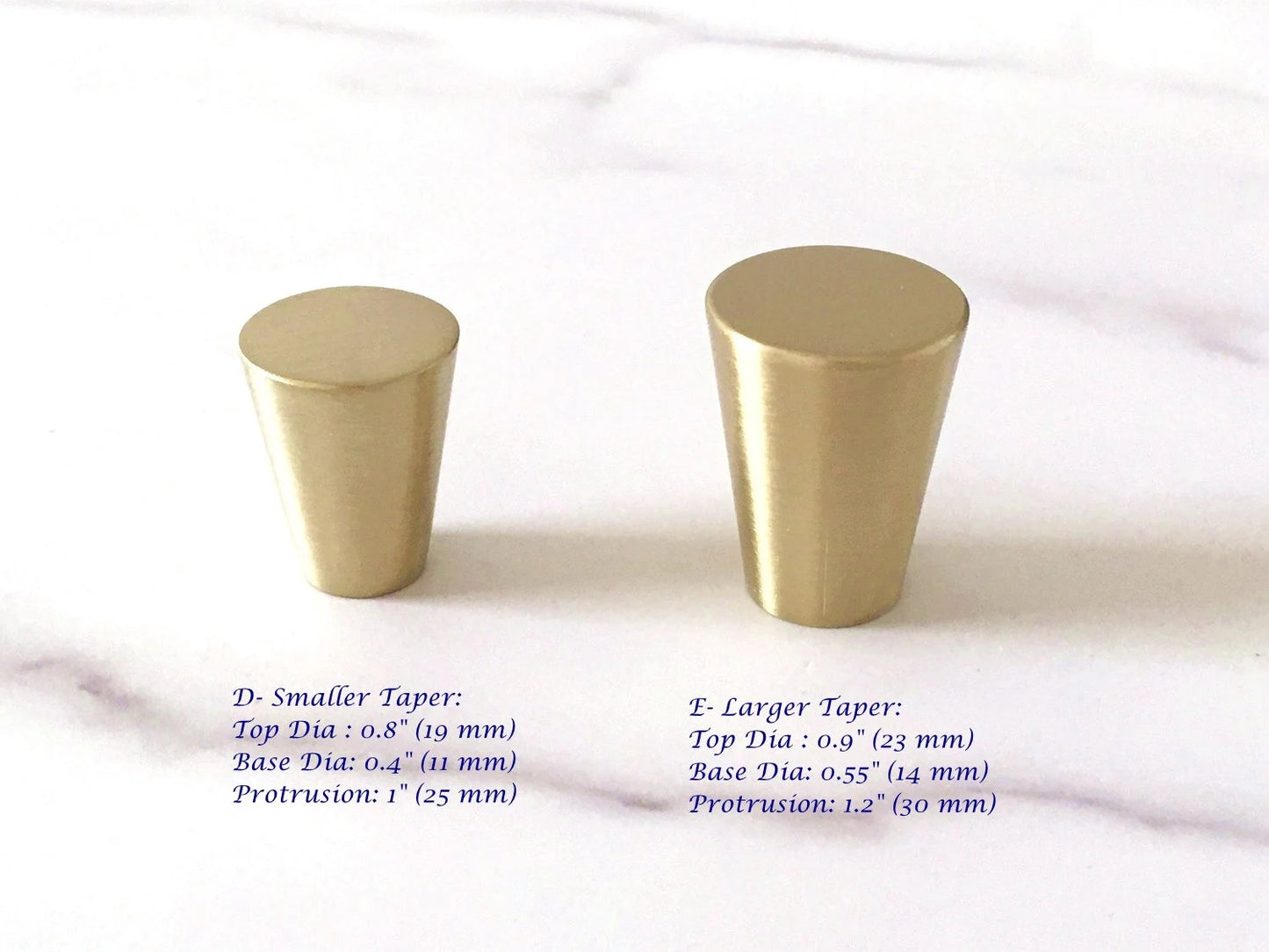 Brushed Gold Dresser Drawer Knob, Kitchen Cabinet Pull, Half Circle, Quarter Moon, Conical