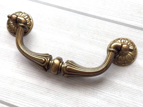 3.75" 4.5" Drop Bail Drawer Pull Handles Antique Brass Vintage Style