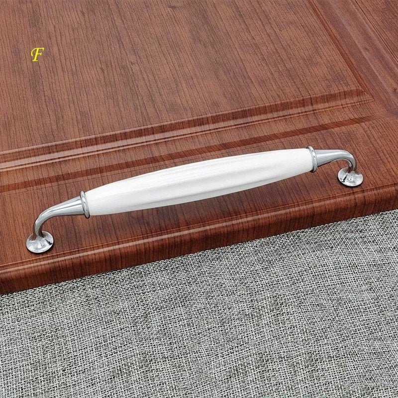7.5 inch Kitchen Cabinet Pull White Silver 192 mm