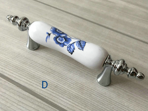 3" Centers Porcelain Cabinet Pull, Ceramic Drawer Handles 76 mm Holes