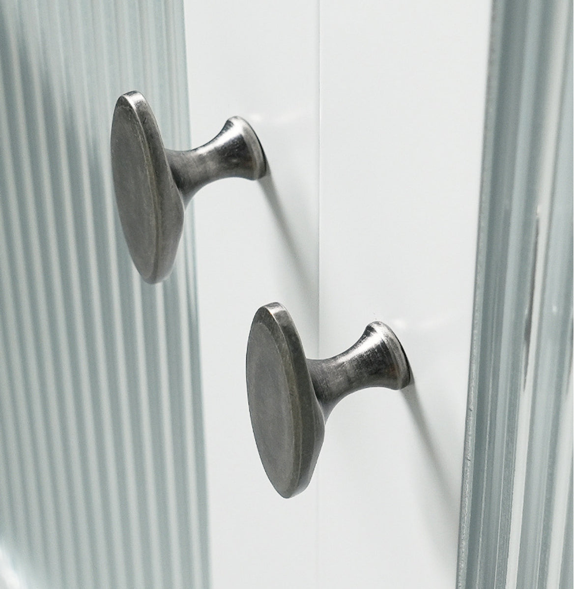 Industrial style pewter oval cabinet knobs