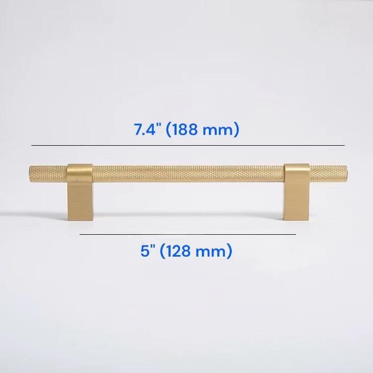 Knurled Cabinet Bar Pulls 96 128 224 320 mm, Brass / Matte Black, Sleek Modern Kitchen Hardware