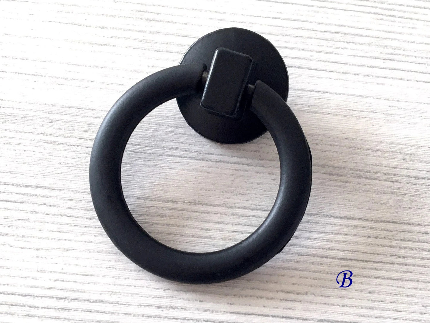 4.5" Black Bail Drawer Pull Handles, Round Knob and Drop Ring