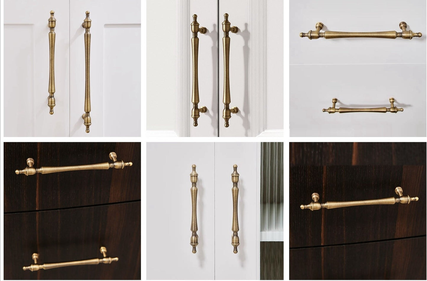 Brass Cabinet Handles Antique Bronze Drawer Pulls, 96 128 160 mm centers