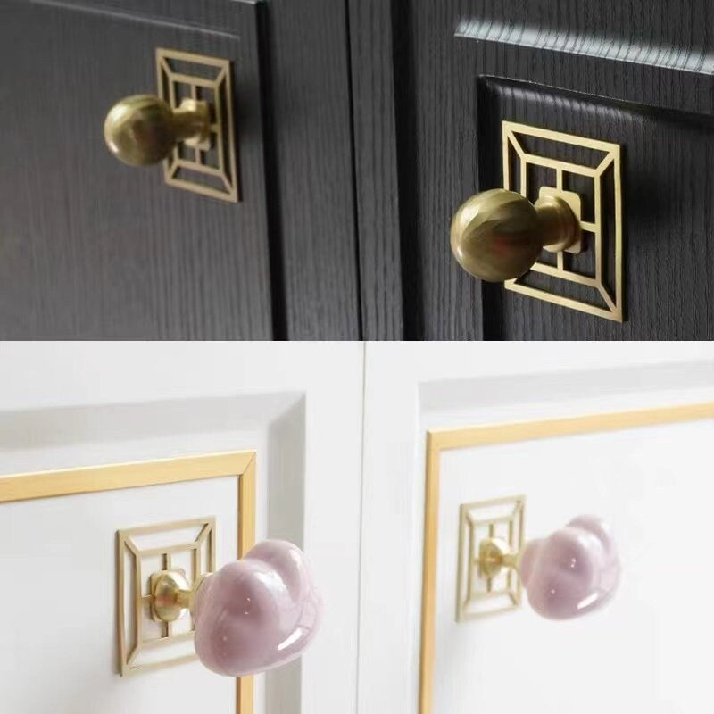 Elegant Solid Brass Cabinet Knob Backplates, Brushed Gold, MCM Style