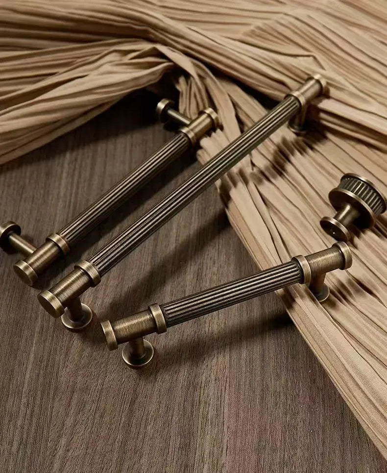 Reeded Antique Bronze Brass Cabinet Bar Pulls for Retro Decor | Lynns Hardware