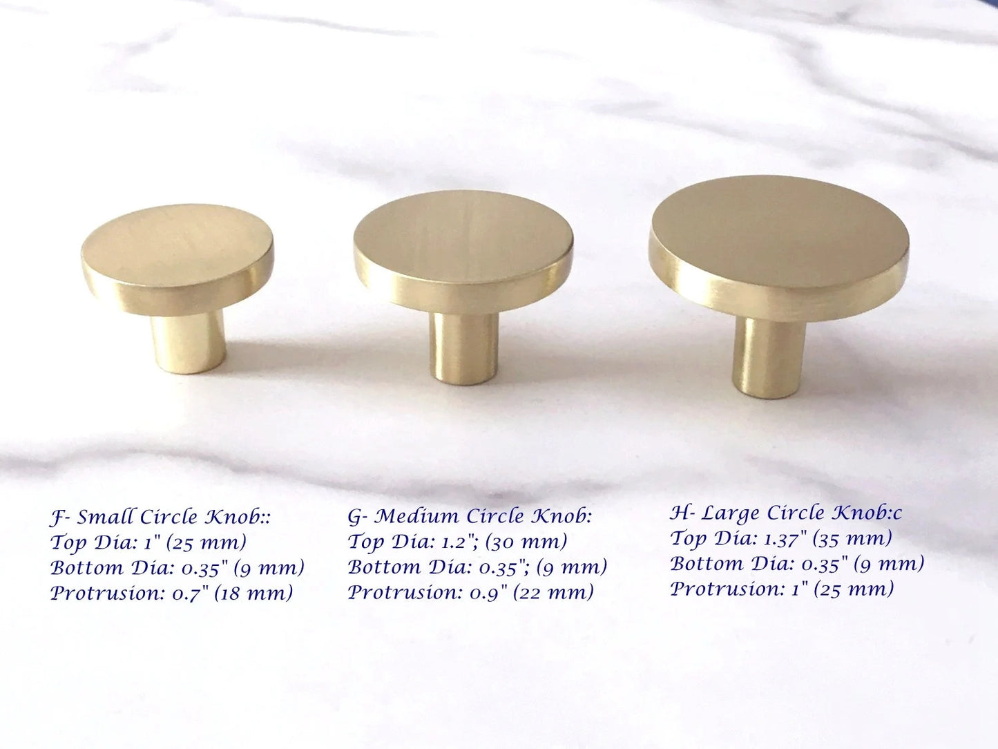 Brushed Gold Dresser Drawer Knob, Kitchen Cabinet Pull, Half Circle, Quarter Moon, Conical