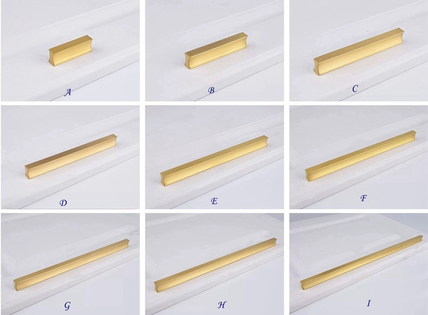Solid Brass Cabinet Pulls, Simple Minimalism, Brushed Gold, Kitchen Hardware