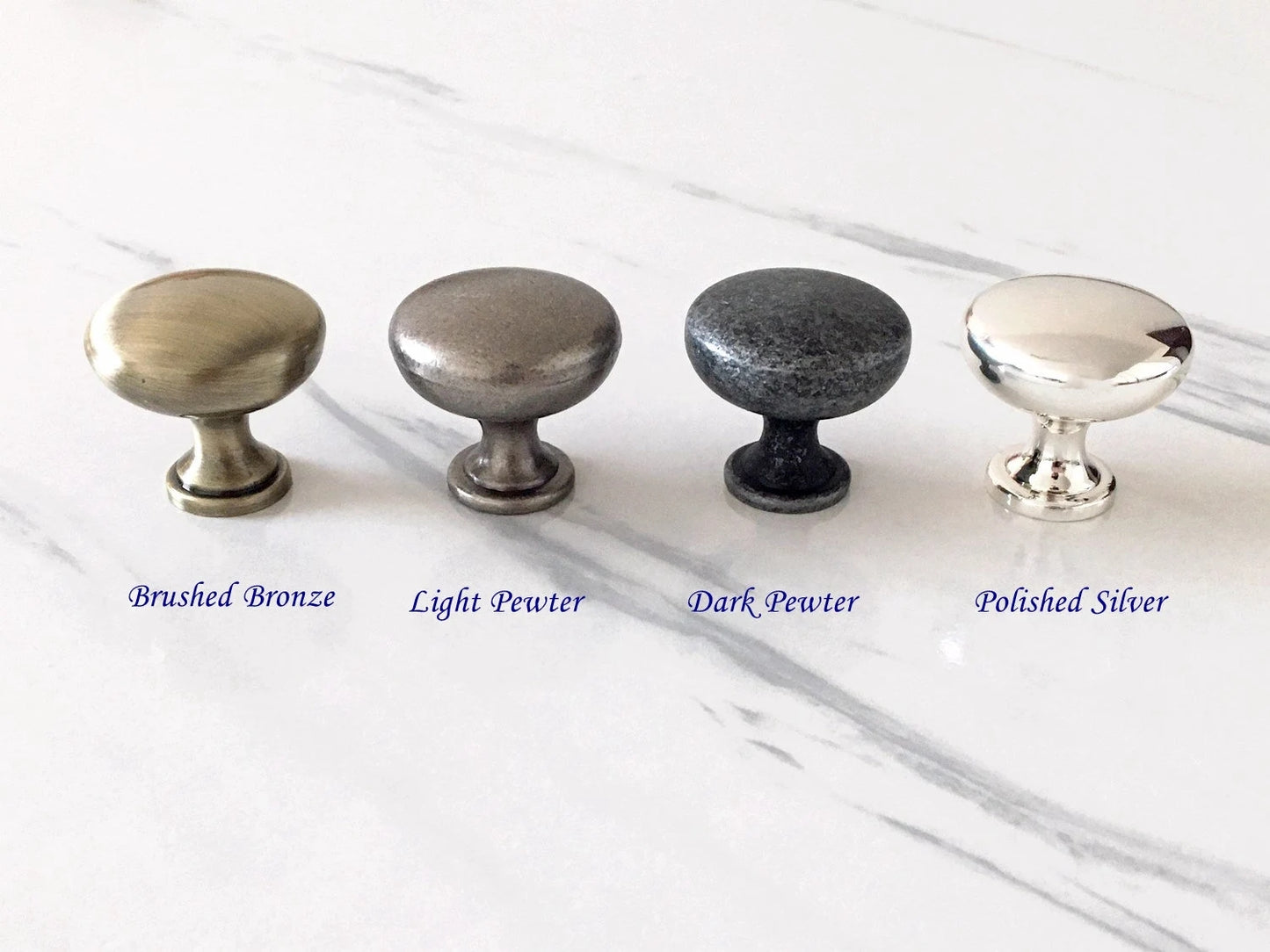 Round Cabinet Knobs, Drawer Pulls, Gold Pewter Nickel Bronze, Kitchen Hardware