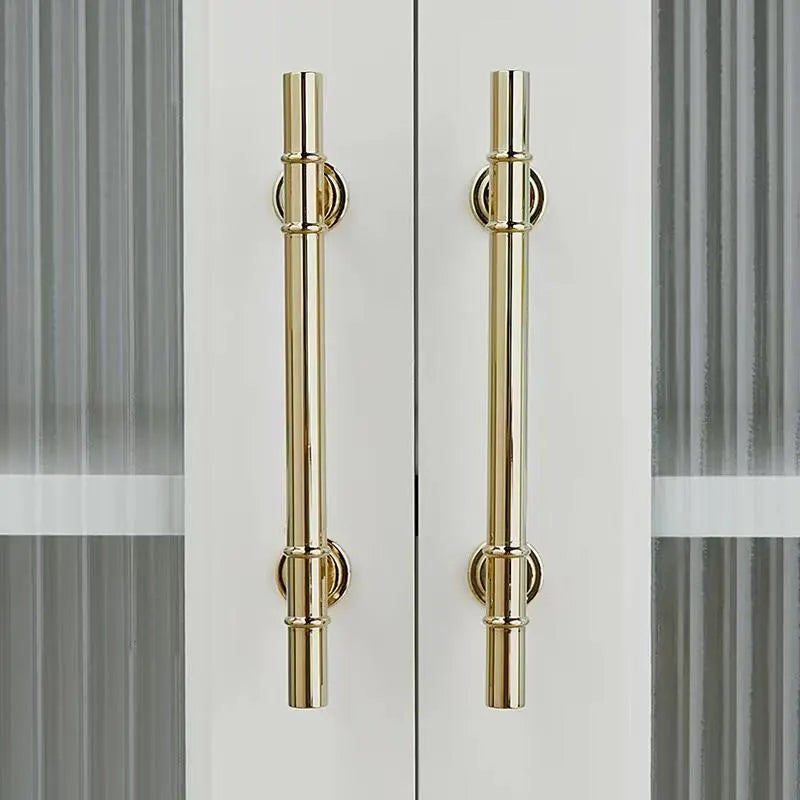 3.75" 5" Polished Gold Brass Cabinet Bar Handle, T Shaped Drawer Knob, Scandi Vanity Pull