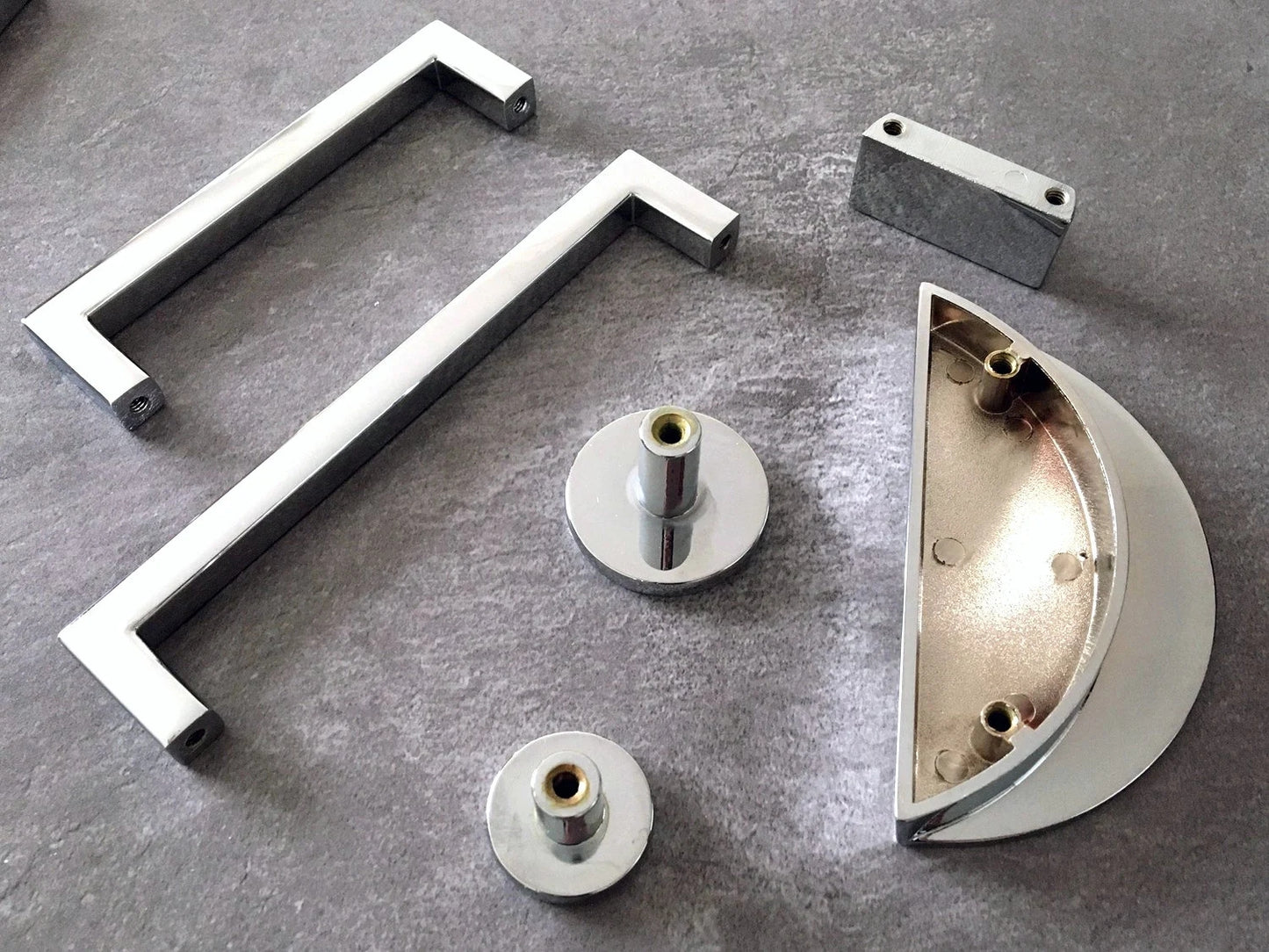 Minimalism Cabinet Handles, Half Moon Drawer Pulls, Polished Chrome, Kitchen Hardware