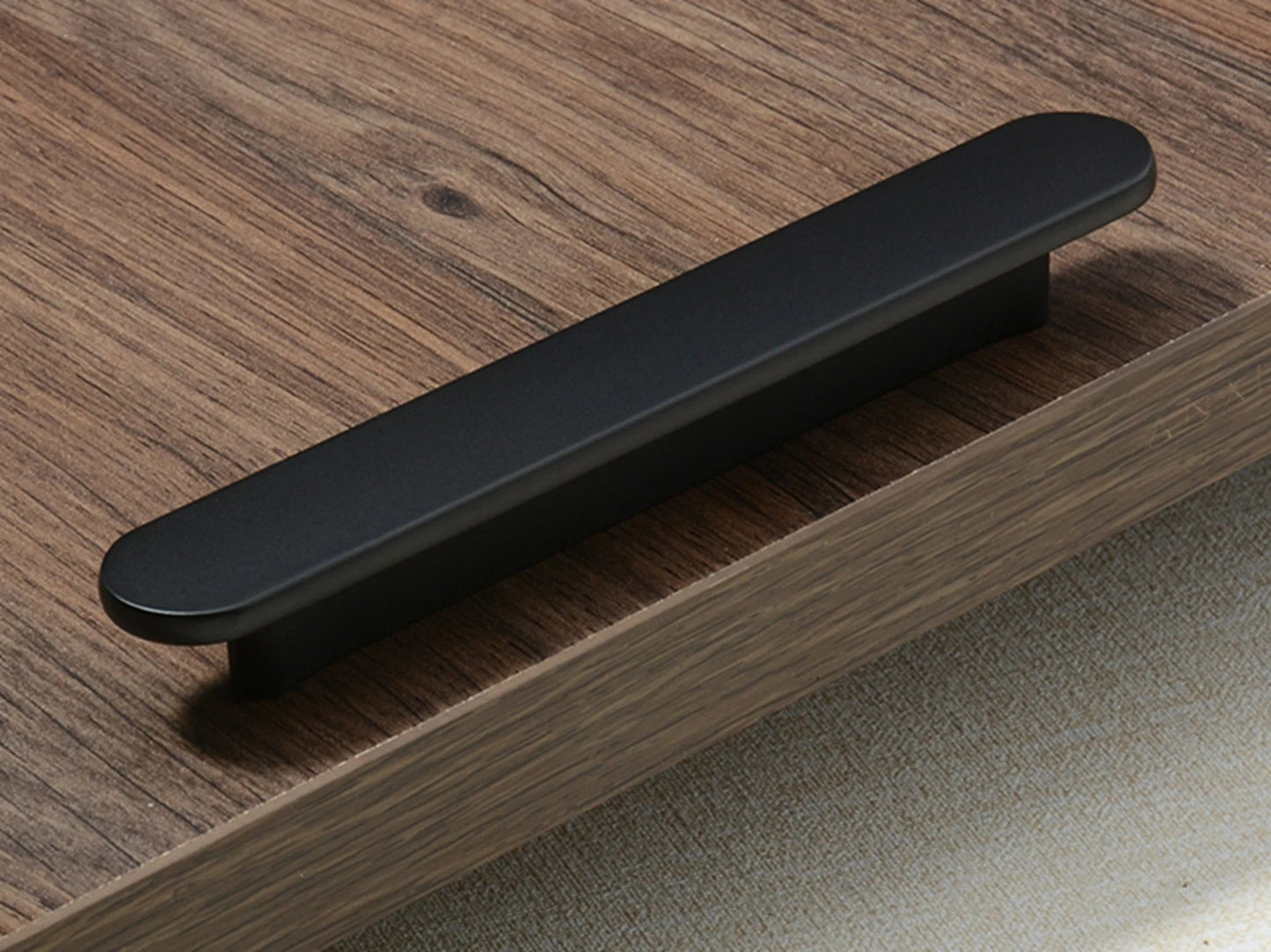 Flat Cabinet Pull Handles, Round Ends, Brushed Nickel, Brushed Gold, Black