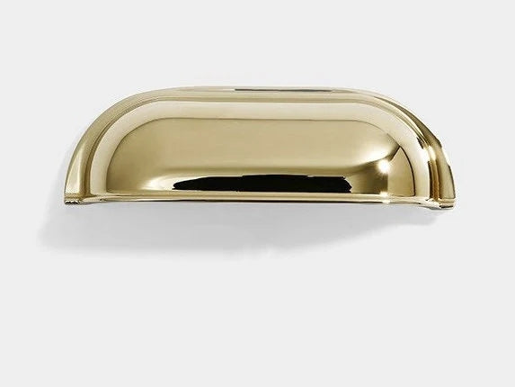 2.5" 3" Centers Brass Cup Drawer Pulls, Polished Gold Chrome Matte Black, 64 76 mm Centers