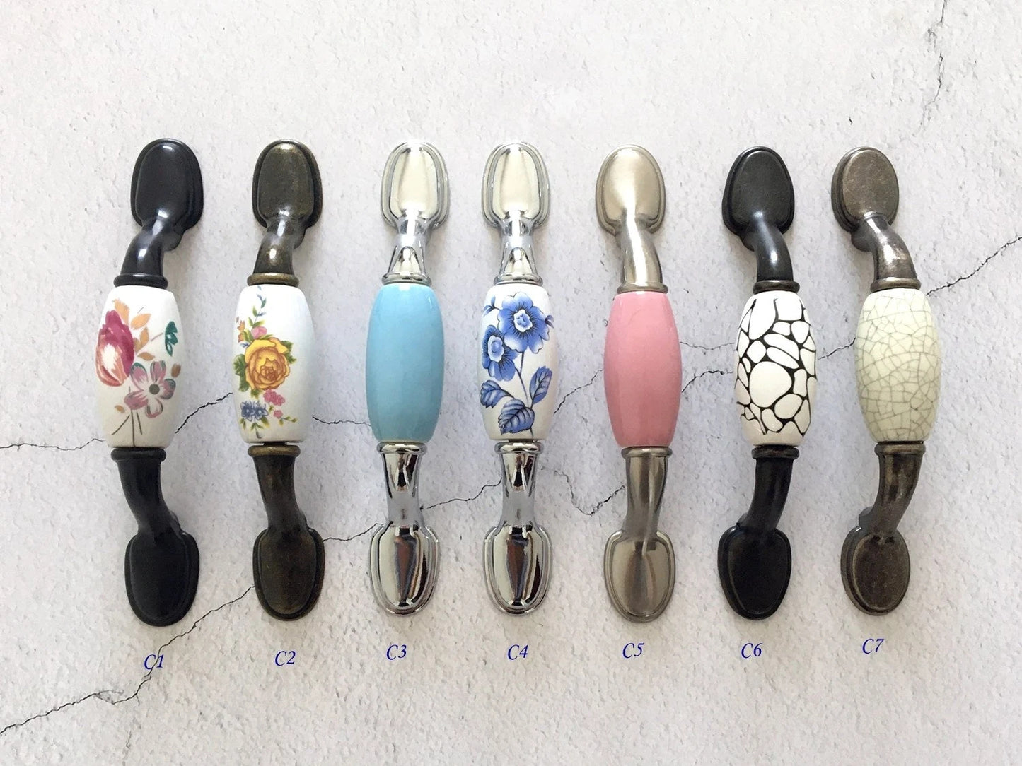3" Centers Drawer Pulls, Cabinet Handle Hardware, 76 mm Holes, Ceramic