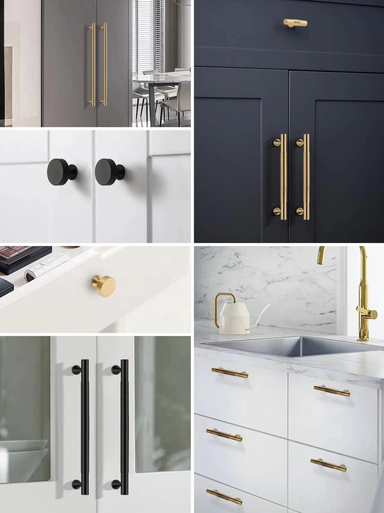 Brass Fluted Cabinet Pulls, Classic Wardrobe Handles, Kitchen Hardware, Black Gold Bronze