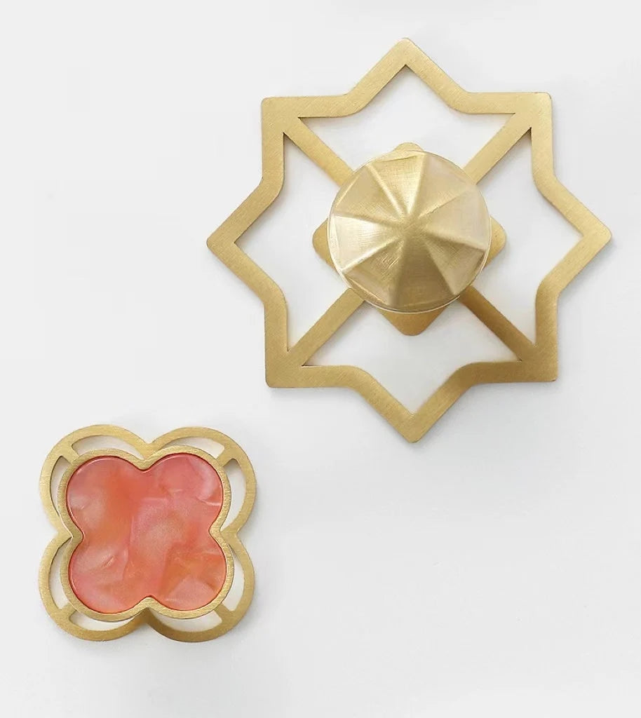 Brass Back Plate for Drawer Knobs, Clover Octagon