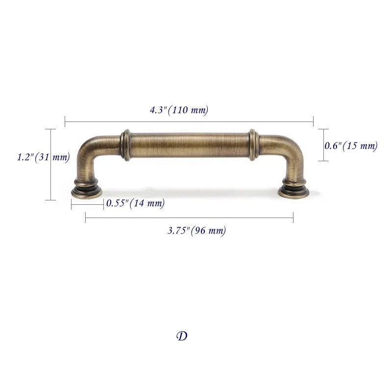 3.75" 5" Solid Brass Cabinet Handles in Antique Bronze, Retro Kitchen Hardware