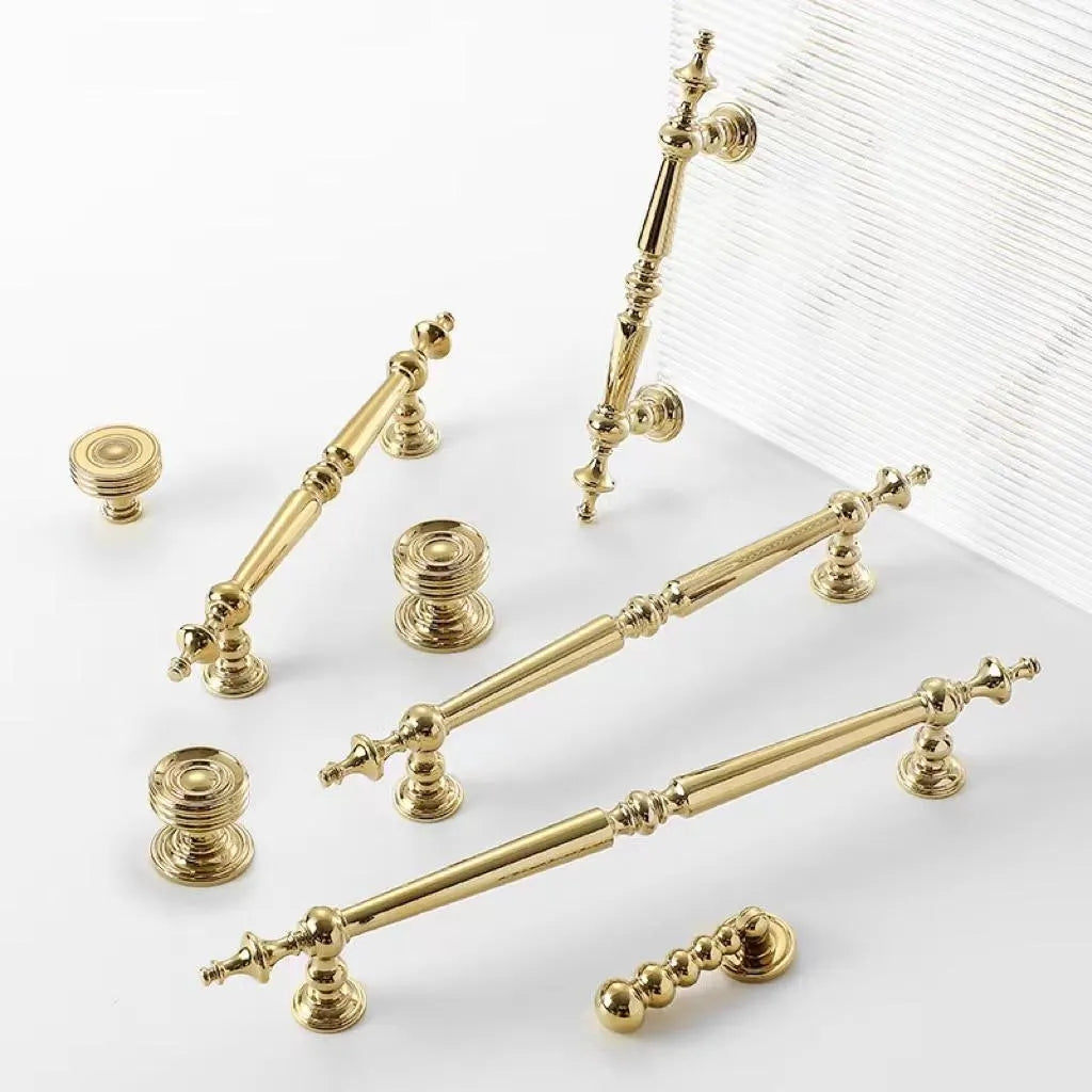 Polished Brass Cabinet Bar Pulls European Style Luxury Shiny Gold