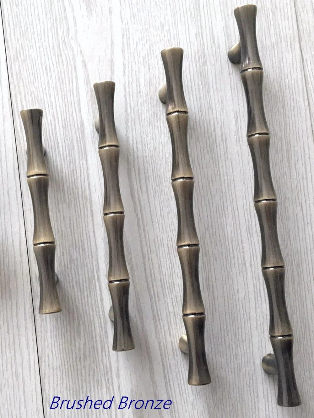 Bamboo Cabinet Pulls and Drawer Knobs, Gold Nickel Bronze Silver Pewter, Kitchen Hardware