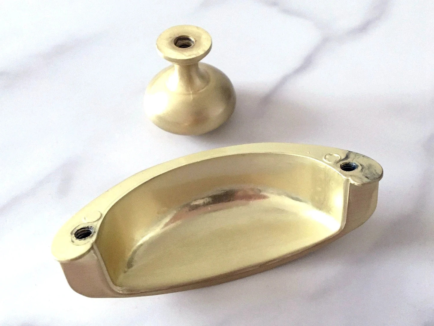2.5" Gold Cup Drawer Pull, Mid Century Modern Cabinet Hardware