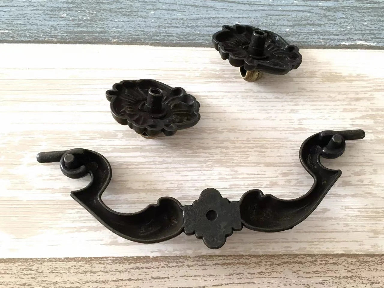 4.5" Vintage Style Antique Gold Brass Drop Bail Drawer Pull and Cabinet Knob