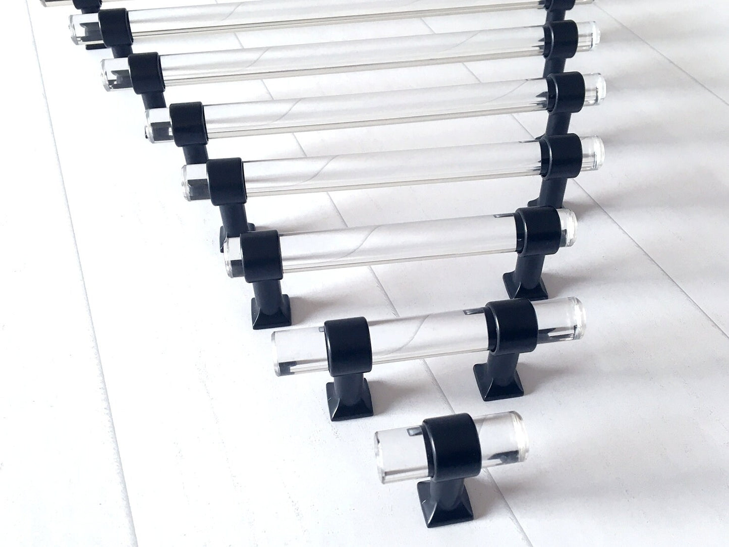 Drawer Pulls Lucite Cabinet Handles Acrylic Matte Black | Lynns Hardware | 2" 2.5" 3.25" Centers