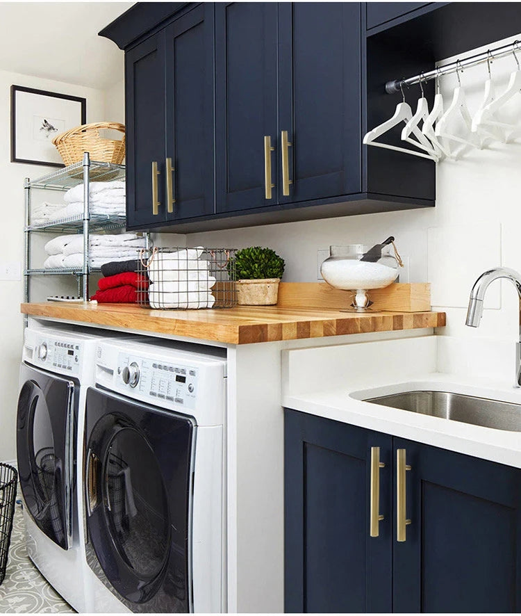 Solid Brass Hexagonal Cabinet Bar Handles, Geometric Kitchen Hardware