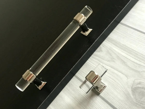 4" 4.25" 4.5" 4.75" Centers, Acrylic Drawer Pull Handles, Lucite Cabinet Hardware
