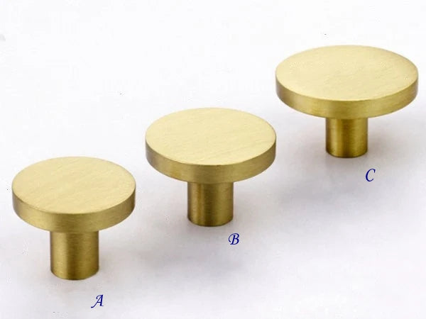 Circle Brass Knob, Round Drawer Pulls, Kitchen Hardware, Black Bronze Gold