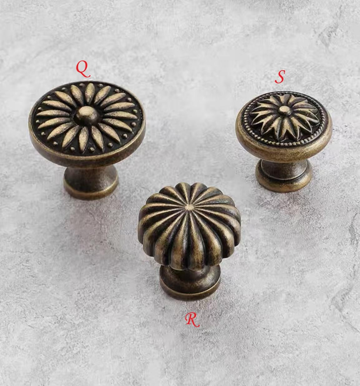 Classic Antique Bronze Cabinet Knob, Solid Brass, Retro Vintage Victorian Rustic Kitchen Hardware