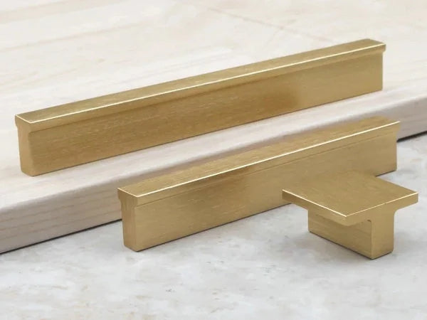 Mid Century Drawer Pulls, Brushed Gold Brass Cabinet Handles, Black, Alumimum