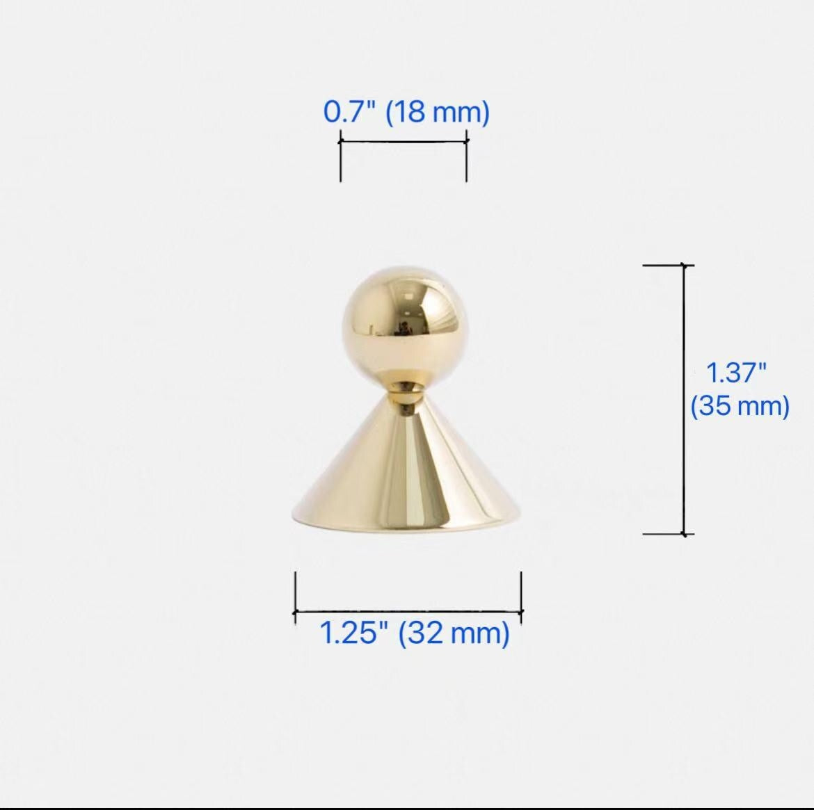 Ball Brass Knob with Conical Base, Drawer Pulls, Chrome Bronze Gold, Scandinavian Kitchen Cabinet Hardware