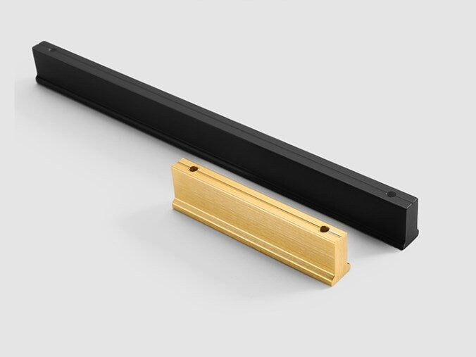 Mid Century Drawer Pulls, Cabinet Handles, Brushed Gold Brass, Matte Black