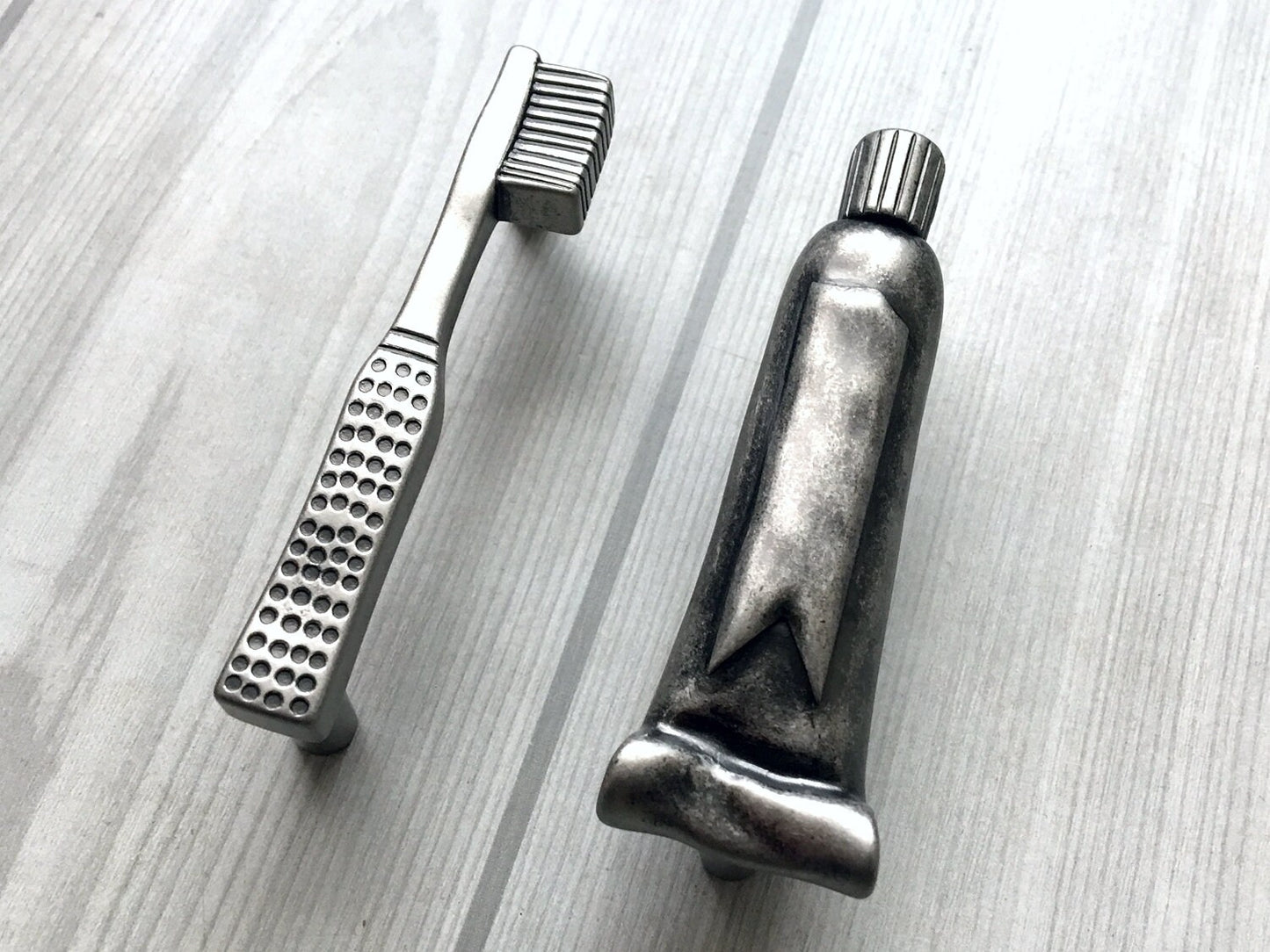 3" Toothbrush Toothpaste Bathroom Cabinet Handles, Antique Black Brass Pewter 76 mm