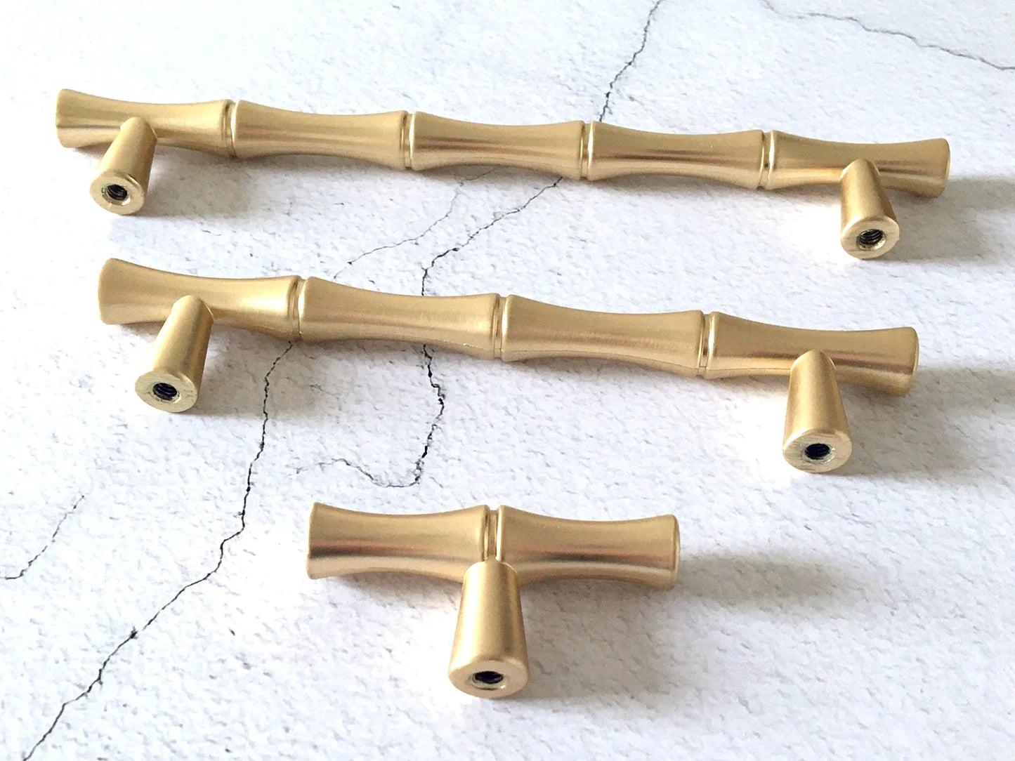 Gold Bamboo Knob Drawer Pulls Handles MCM Kitchen Hardware